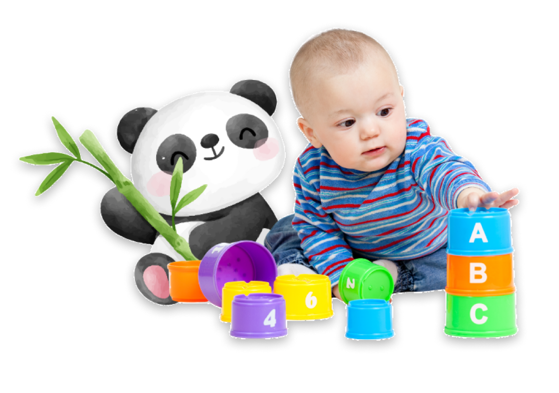 Baby playing with educational toys
